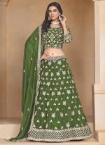 Organza Green Wedding Wear Embroidery Work Lehenga Choli